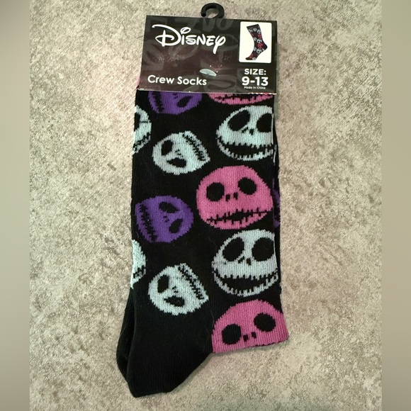 Disney Women's Nightmare Before Christmas Black and Pink Crew Socks, NWT - Picture 1 of 3